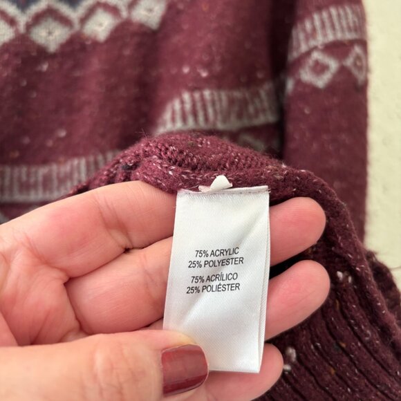 Weatherproof Vintage Maroon Nordic Fairisle Pattern Sweater XXL Crewneck - Picture 12 of 12